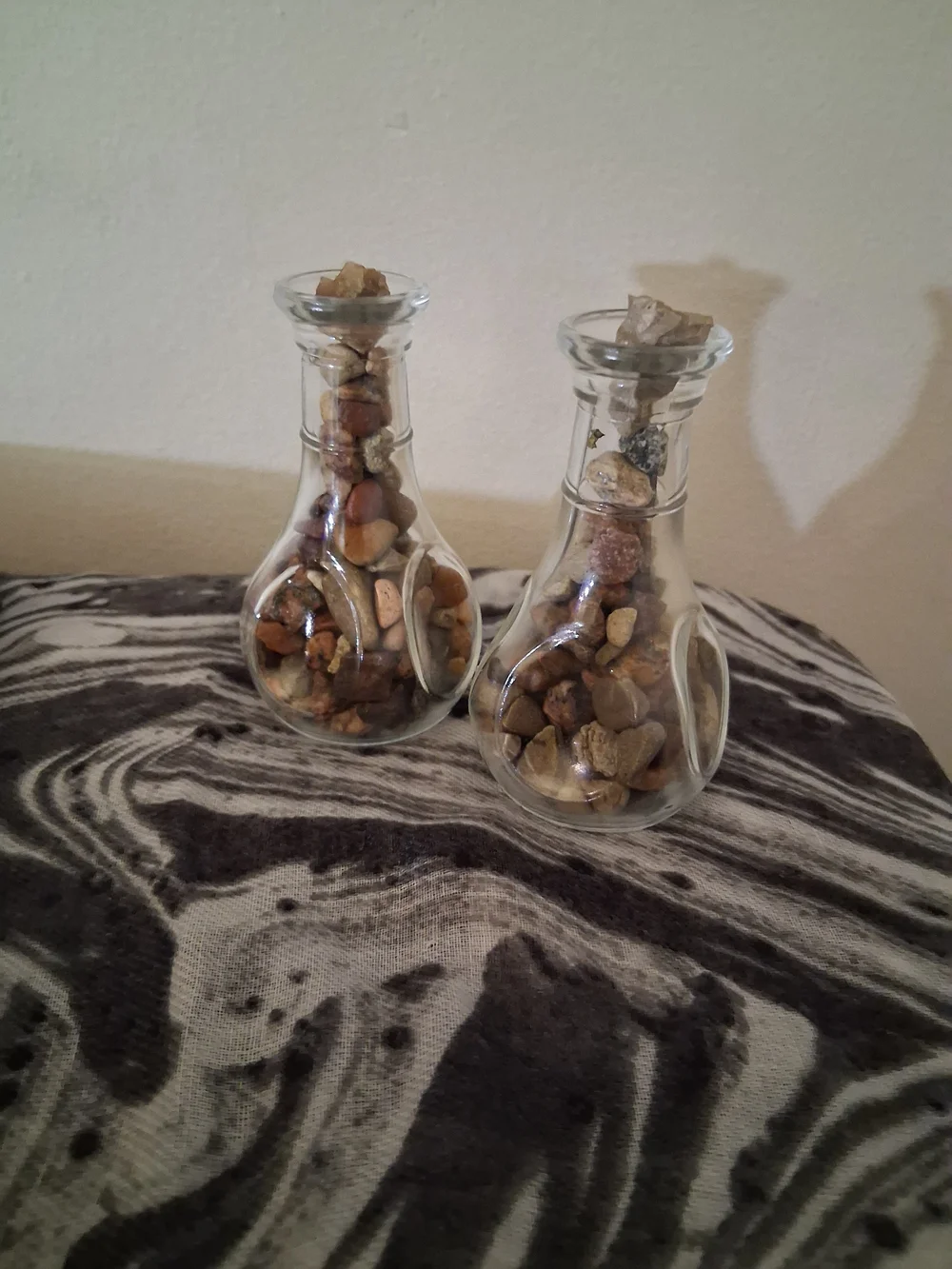 Clear Glass Pebble Vases — Brown Pebble Fill